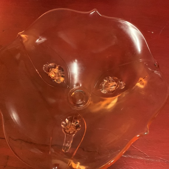 Vintage pink depression glass footed 3 sided centerpiece bowl - Picture 2 of 3